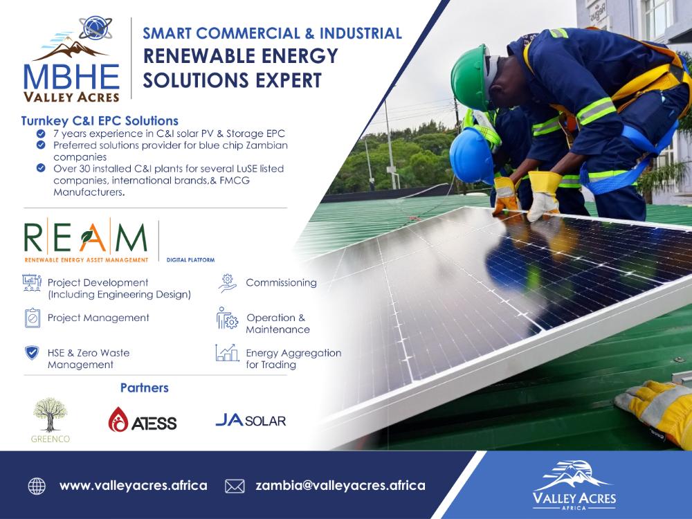 Valley Acres renewable energy solutions banner showing solar panel installation